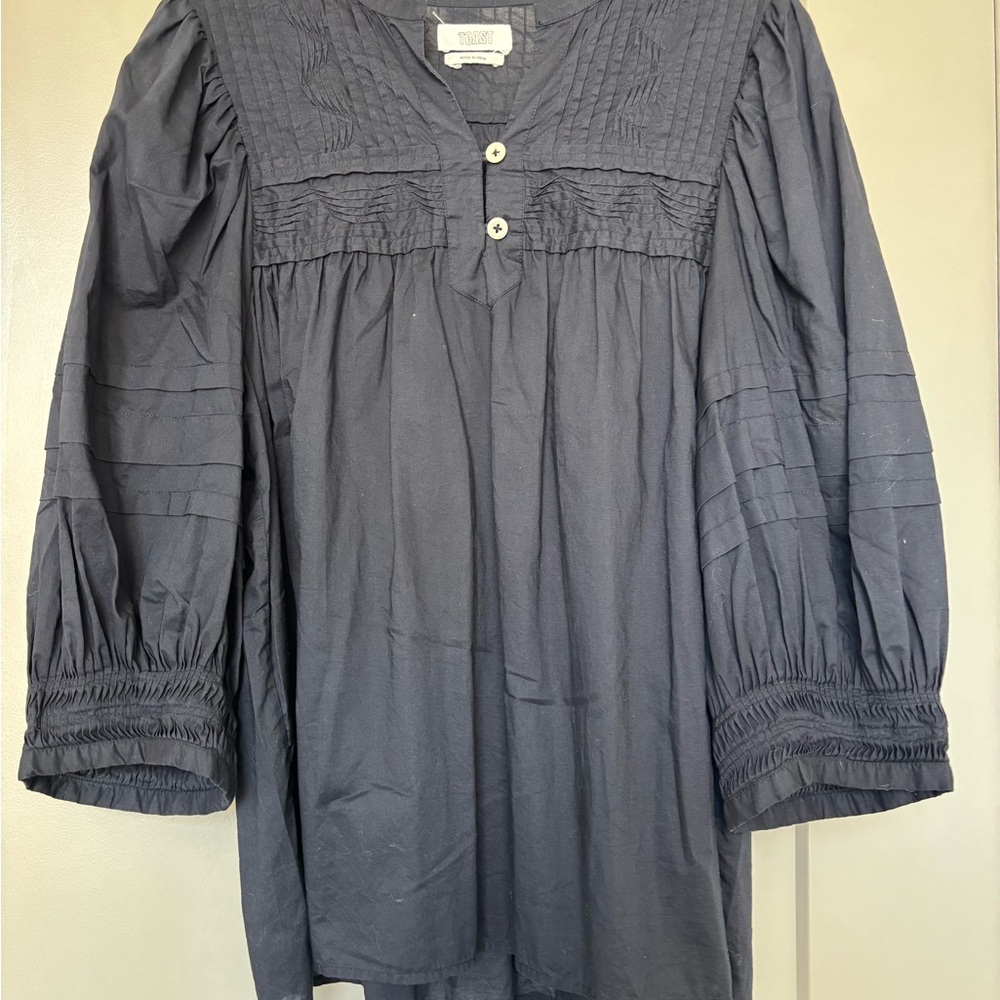Toast Women's Navy Blouse with Button Detail